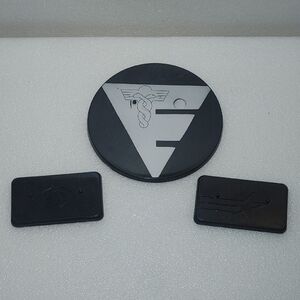 Black Round and Rectangular Emblem Plaques - Set of 3
